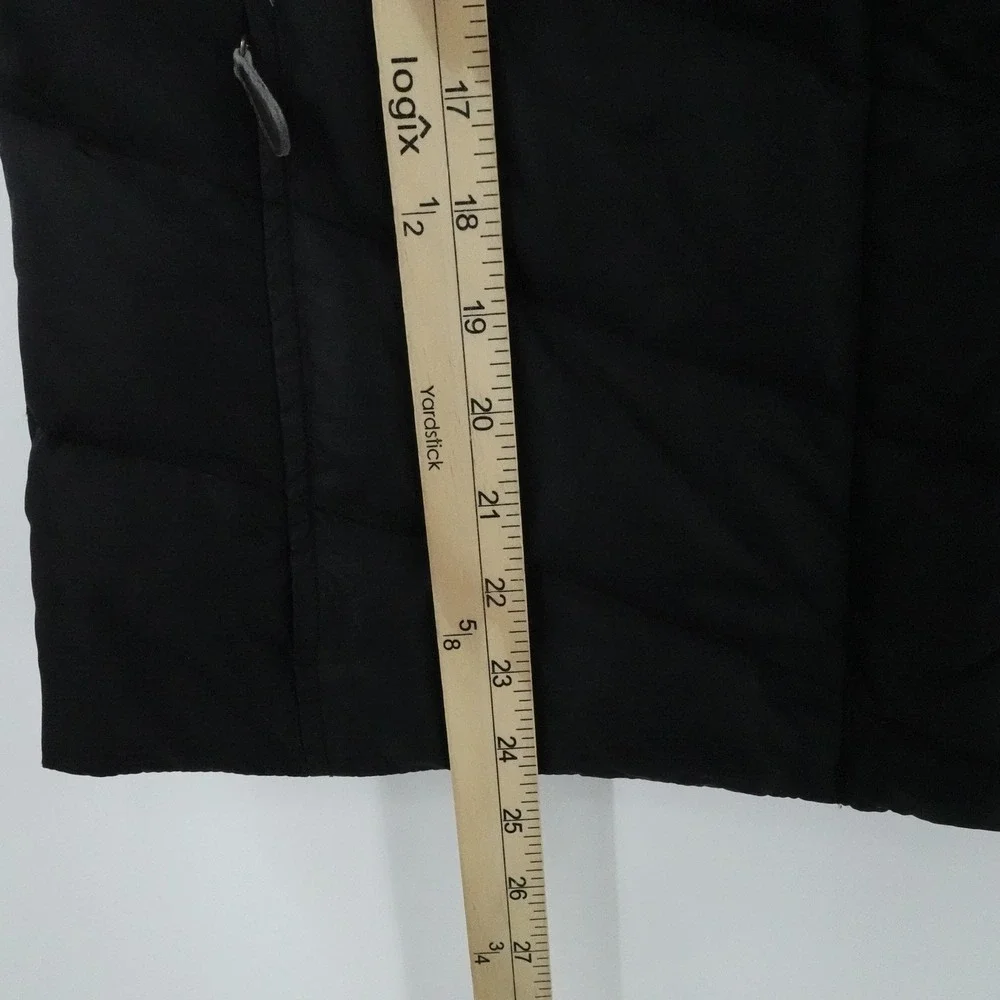Eddie Bauer‎ Vest Womens M Black Goose Down Quilted Faux Fur Collar Outdoor Fall